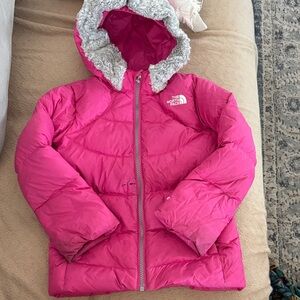 The North Face Fuchsia Jacket with Gray Hood